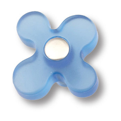 Ручка кнопка детская, цветок голубой