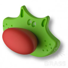 Ручка кнопка, зеленый медвежонок с красным носом