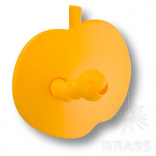 Ручка кнопка детская, яблоко желтое с желтым червячком