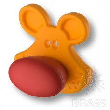 Ручка кнопка, желтый мышонок с красным носом