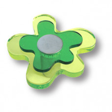 Ручка кнопка детская, цветок зеленый