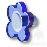 Ручка-кнопка детская коллекция, выполненная в форме цветка с пятью лепестками, цвет голубой