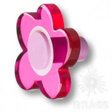 Ручка-кнопка детская коллекция, выполненная в форме цветка с пятью лепестками, цвет малиновый