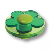 Ручка кнопка детская, цветок зеленый
