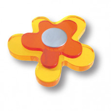 Ручка кнопка детская, цветок оранжевый