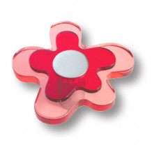 Ручка кнопка детская, цветок красный