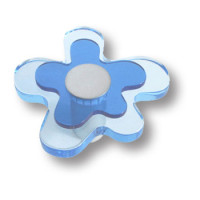 Ручка кнопка детская, цветок синий