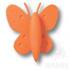 Ручка кнопка детская, бабочка оранжевая 32 мм