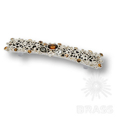 Ручка скоба с кристаллами swarovski эксклюзивная коллекция, глянцевый хром 128 мм