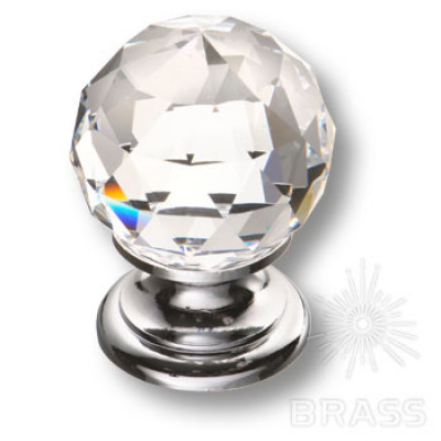 Ручка кнопка с кристаллом swarovski эксклюзивная коллекция, глянцевый хром