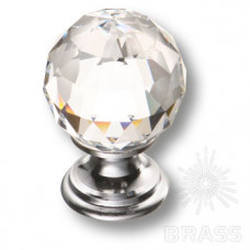 Ручка кнопка с кристаллом swarovski эксклюзивная коллекция, глянцевый хром