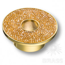 Ручка кнопка c золотыми кристаллами swarovski, цвет покрытия - глянцевое золото 32 мм