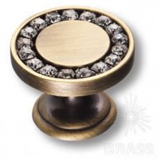 Ручка кнопка, латунь с кристаллами swarovski, старая бронза