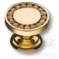 Ручка кнопка, латунь с кристаллами swarovski, глянцевое золото