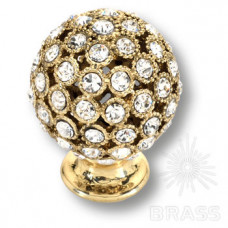 Ручка кнопка с кристаллами swarovski,эксклюзивная коллекция, цвет-глянцевое золото