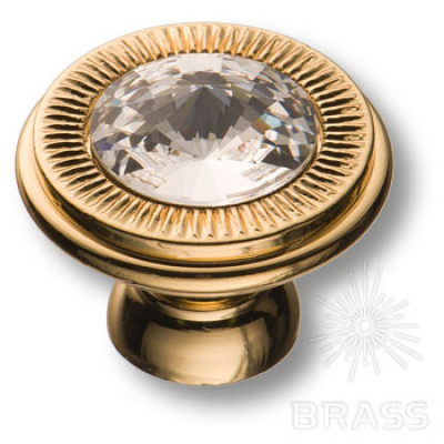 Ручка кнопка с кристаллом swarovski эксклюзивная коллекция, глянцевое золото 24k