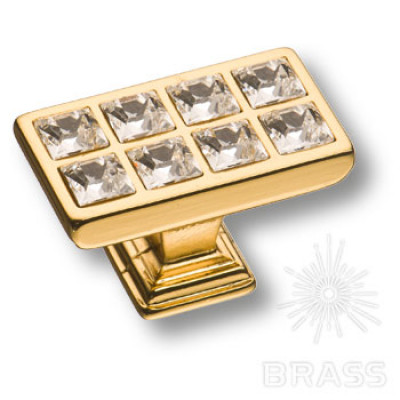 Ручка кнопка с кристаллами swarovski эксклюзивная коллекция, глянцевое золото 24k