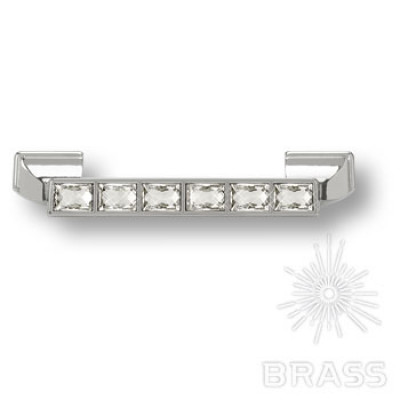 Ручка скоба с кристаллами swarovski эксклюзивная коллекция, глянцевый хром 96 мм