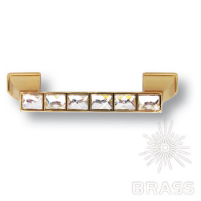 Ручка скоба с кристаллами swarovski эксклюзивная коллекция, глянцевое золото 96 мм