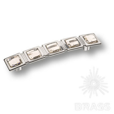 Ручка скоба с кристаллами swarovski эксклюзивная коллекция, глянцевый хром 128 мм