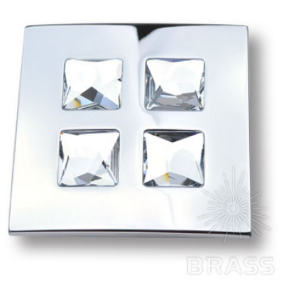 Ручка кнопка с кристаллами swarovski эксклюзивная коллекция, глянцевый хром 16 мм