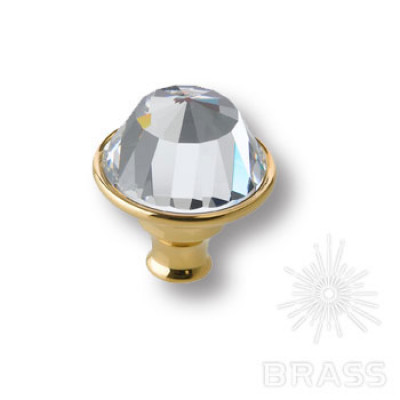 Ручка кнопка с кристаллом swarovski эксклюзивная коллекция, глянцевое золото
