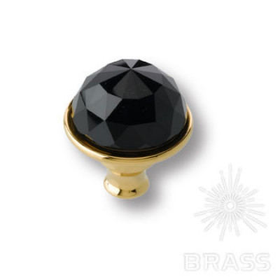 Ручка кнопка с черным кристаллом swarovski эксклюзивная коллекция, глянцевое золото