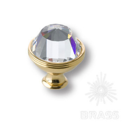 Ручка кнопка с кристаллом swarovski эксклюзивная коллекция, глянцевое золото