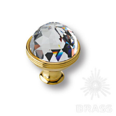Ручка кнопка с кристаллом swarovski эксклюзивная коллекция, глянцевое золото