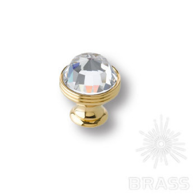 Ручка кнопка с кристаллом swarovski эксклюзивная коллекция, глянцевое золото