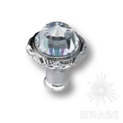 Ручка кнопка с кристаллом swarovski эксклюзивная коллекция, глянцевый хром