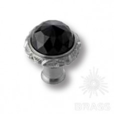 Ручка кнопка с черным кристаллом swarovski эксклюзивная коллекция, старое серебро