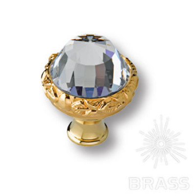 Ручка кнопка с кристаллом swarovski эксклюзивная коллекция, глянцевое золото