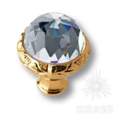 Ручка кнопка с кристаллом swarovski эксклюзивная коллекция, глянцевое золото