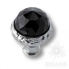 Ручка кнопка с черным кристаллом swarovski эксклюзивная коллекция, глянцевый хром