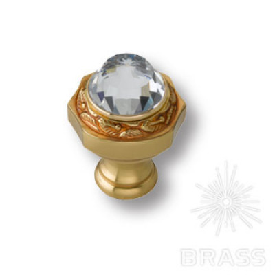 Ручка кнопка с кристаллом swarovski эксклюзивная коллекция, матовое золото