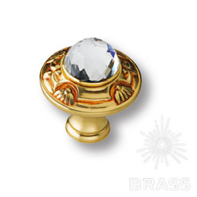 Ручка кнопка с кристаллом swarovski эксклюзивная коллекция, матовое золото
