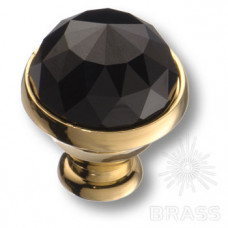 Ручка кнопка с черным кристаллом swarovski эксклюзивная коллекция, глянцевое золото