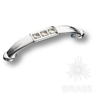 Ручка скоба с кристаллами swarovski эксклюзивная коллекция, глянцевый хром 96 мм