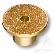 Ручка кнопка c золотыми кристаллами swarovski, цвет покрытия - глянцевое золото 16 мм