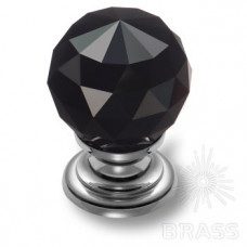 Ручка кнопка с черным кристаллом эксклюзивная коллекция, глянцевый хром