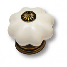 Ручка кнопка керамика с металлом, цвет белый
