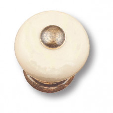 Ручка кнопка керамика с металлом, цвет молочный