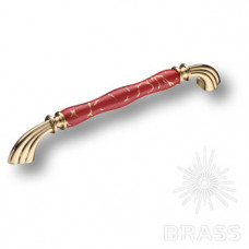 Ручка скоба керамика с металлом, красный с орнаментом/глянцевое золото 192