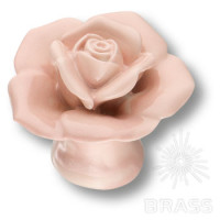 Ручка кнопка в форме розы, керамика ручной работы, цвет розовый