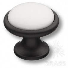 Ручка кнопка керамика с металлом, белый/чёрный