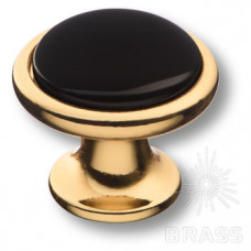Ручка кнопка керамика с металлом, чёрный/глянцевое золото