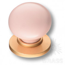 Ручка кнопка керамика с металлом, розовый/матовое золото