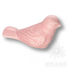 Ручка кнопка птичка керамика, розовый