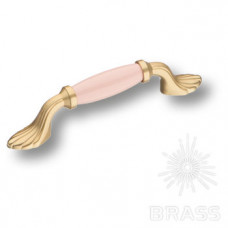 Ручка скоба керамика с металлом, розовый/матовое золото 96 мм